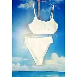 SHEIN Womans WHITE Bride Bikini Wedding set top High Cut Bottoms size XL 1x